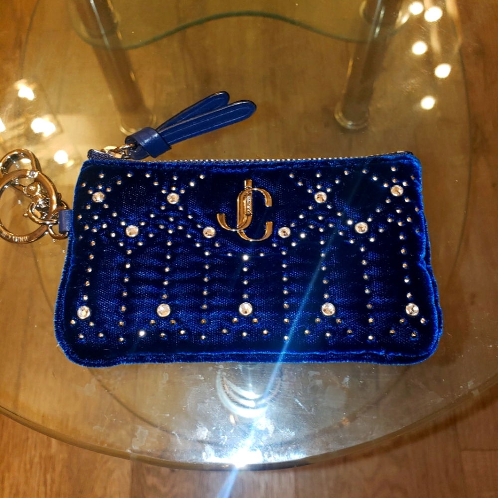 Jimmy Choo Women’s Mini Key Pouch Velvet Cosmos Bl